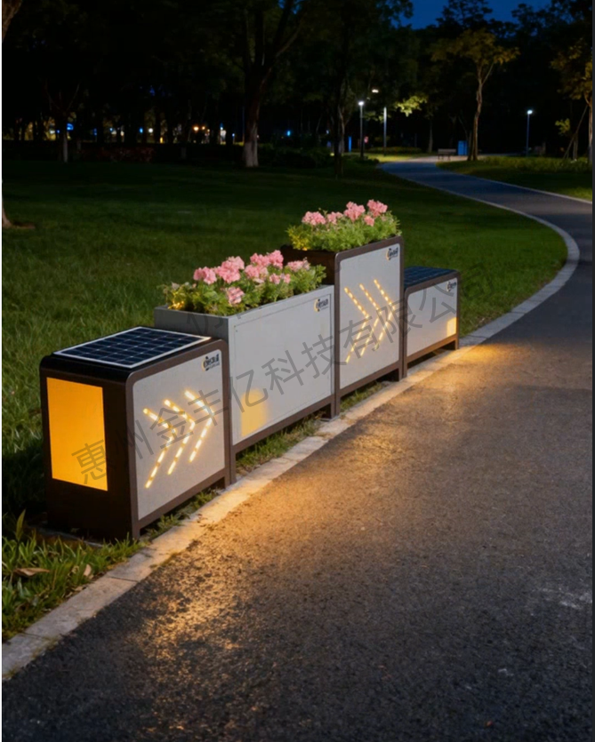 公园太阳能发电花箱|花篮